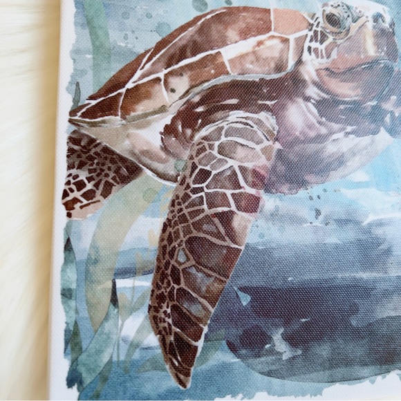 ❌ SOLD ❌ Turtle 🐢 wall art picture print hanging ocean sea 🌊 blue brown 8x10 - Picture 2 of 6